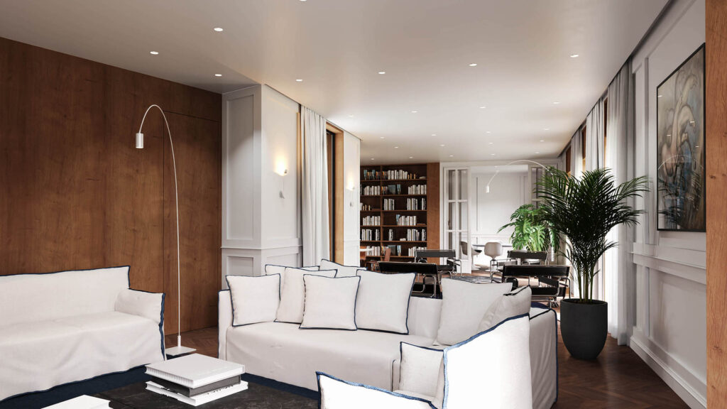 Retiro View spacious living room with refined interiors
